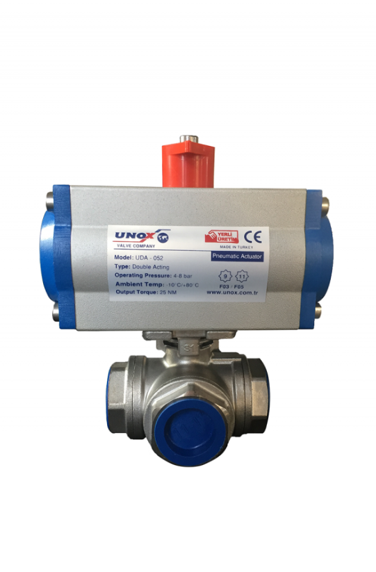 3 Way Ball Valve with Pneumatic Actuator