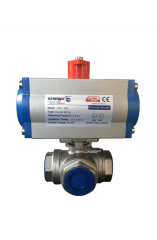 3 Way Ball Valve with Pneumatic Actuator