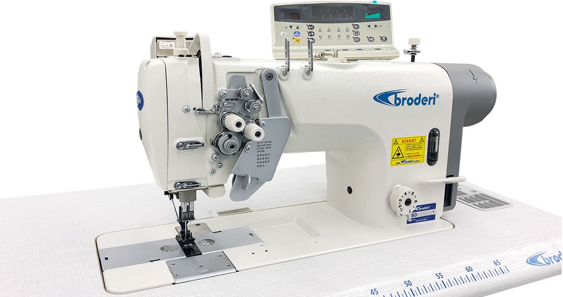 BD-8758-5 Direct Drive Tam Otomatik Büyük Mekik İptalli Çift İğne